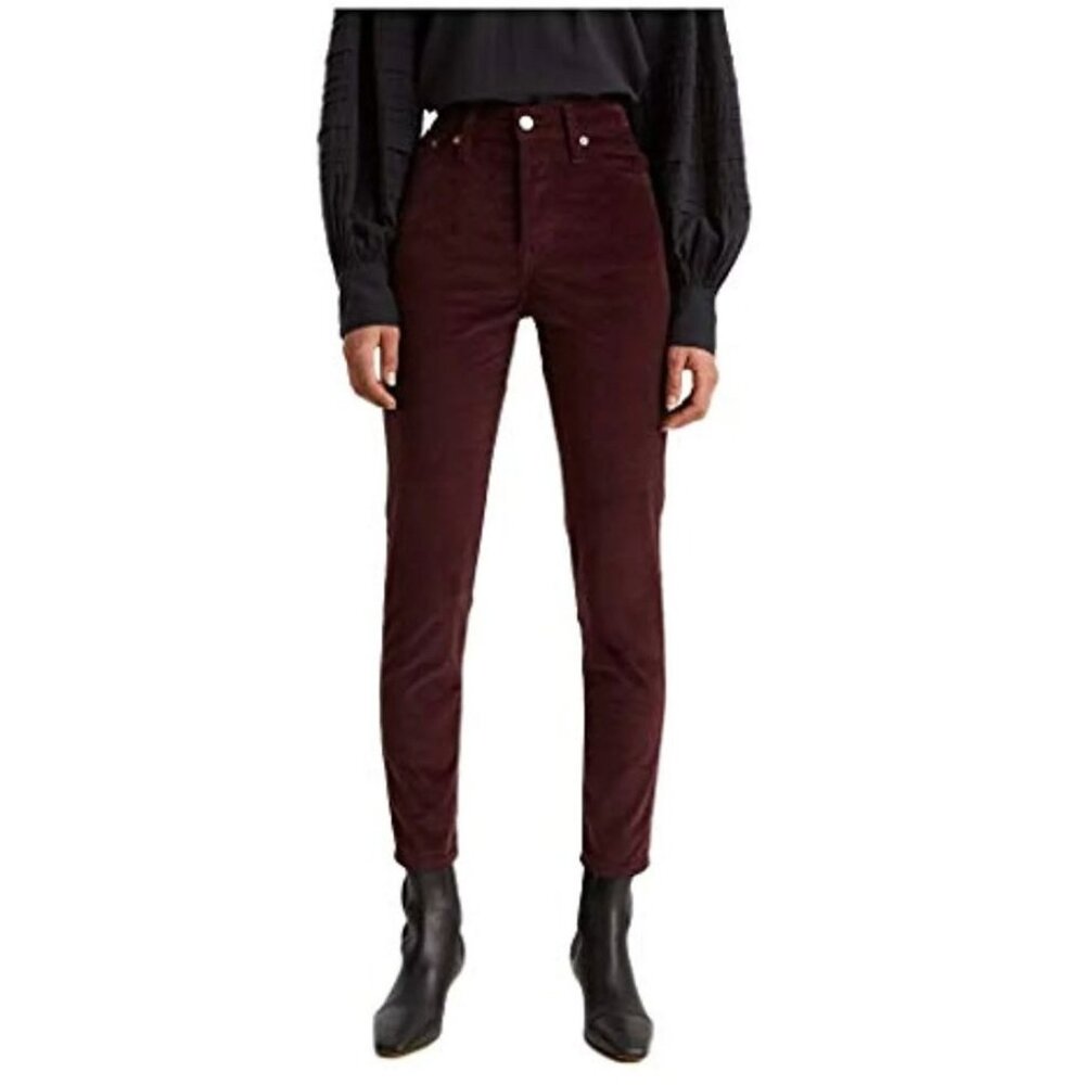 LEVI'S moleskin high rise wedgie skinny jeans in burgundy size 24